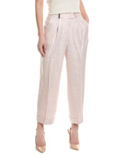 Peserico Linen-blend Pant In Pink