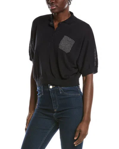 Peserico Linen-blend Polo Sweater In Blue