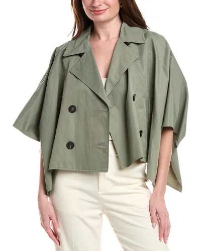 Peserico Linen-blend Trench Poncho In Green