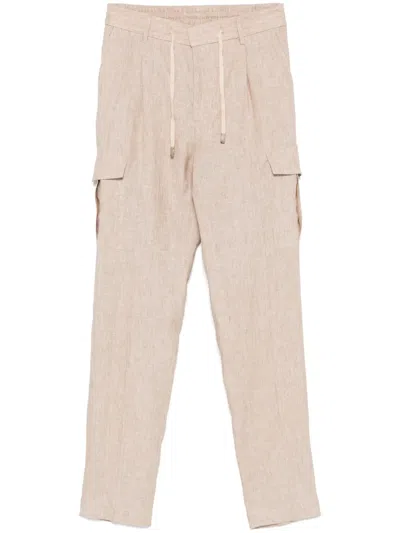 Peserico Linen Cargo Pants In Neutrals