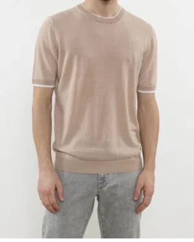Peserico Linen-cotton Knitted T-shirt In Brown