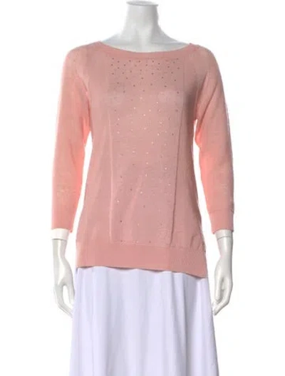 Pre-owned Peserico Linen Crew Neck Sweater W/ Tags In Pink