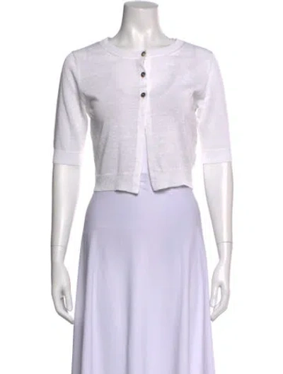 Pre-owned Peserico Linen Crew Neck Sweater W/ Tags In White