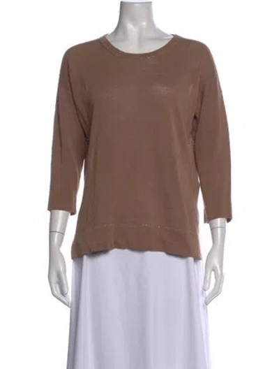 Pre-owned Peserico Linen Crew Neck Top In Brown