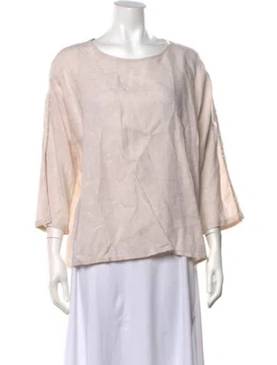 Pre-owned Peserico Linen Crew Neck Top In Neutrals