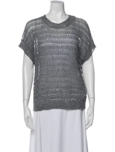 Pre-owned Peserico Linen Crew Neck Top W/ Tags In Multi