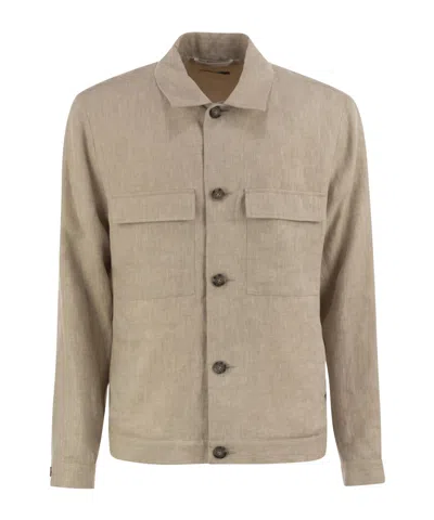 PESERICO LINEN GABARDINE OVERSHIRT