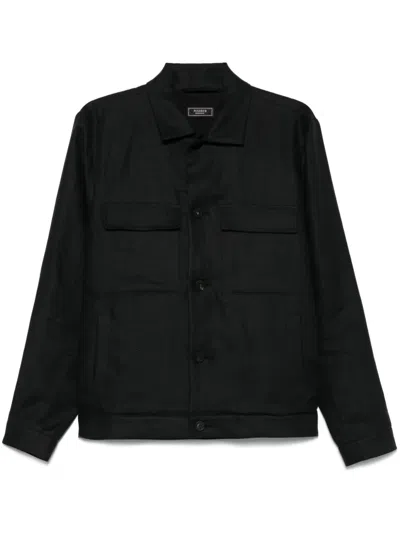 Peserico Linen Gabardine Overshirt In Blue