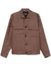 Peserico Linen Gabardine Overshirt In Brown
