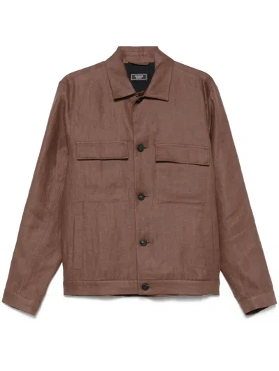Peserico Linen Gabardine Overshirt In Brown