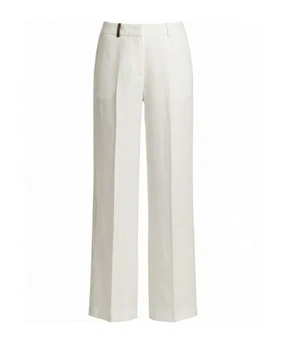 Peserico Linen Gabardine Trousers In White