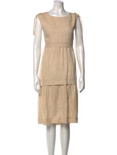 Pre-owned Peserico Linen Knee-length Dress In Neutral
