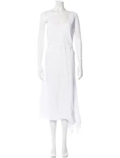 Pre-owned Peserico Linen Long Dress In White