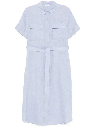 Peserico Linen Midi Dress In Blue
