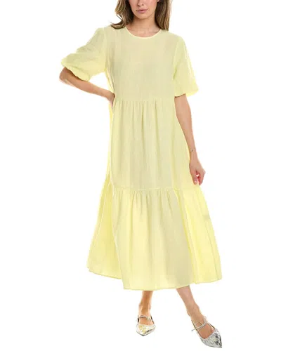 Peserico Linen Midi Dress In Yellow