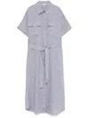 Peserico Linen Midi Dress In Grey