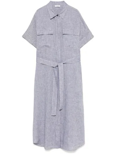 Peserico Linen Midi Dress In Grey
