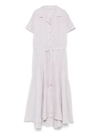Peserico Linen Midi Dress In Neutrals