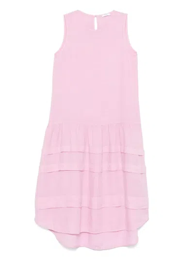Peserico Linen Midi Dress In Pink