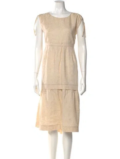 Pre-owned Peserico Linen Midi Length Dress In Neutral