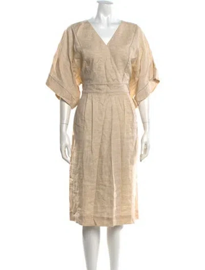 Pre-owned Peserico Linen Midi Length Dress W/ Tags In Neutrals