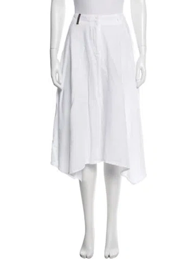 Pre-owned Peserico Linen Midi Length Skirt In White