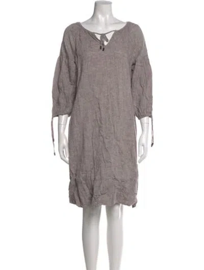 Pre-owned Peserico Linen Mini Dress In Brown