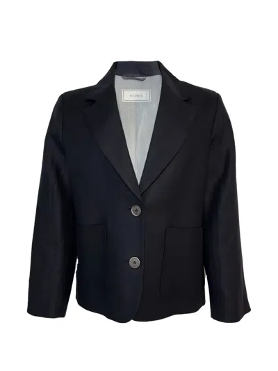 Peserico Linen Notched-lapel Jacket In Black