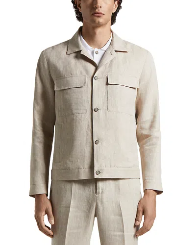 Peserico Linen Overshirt In Cappuccino