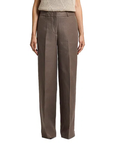 Peserico Linen Palazzo Pants In Brown