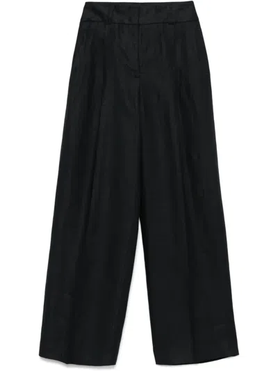 Peserico Linen Palazzo Trousers In Blue