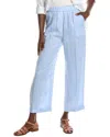 Peserico Pinstriped Linen Straight Trousers In Blue