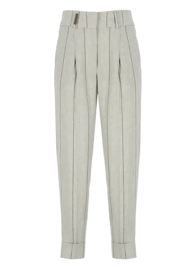 Peserico Linen Pants In Grey