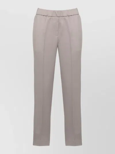 Peserico Linen Pants Straight Cut Pleated Front Detailing In Neutral