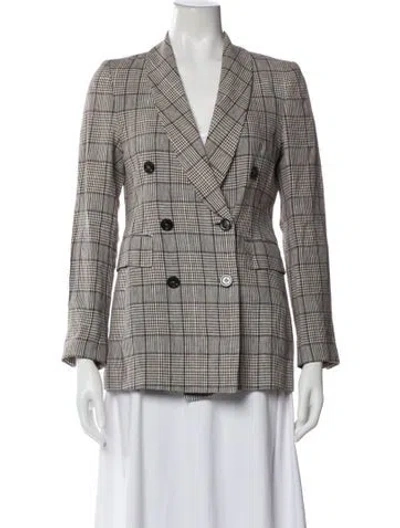 Pre-owned Peserico Linen Plaid Print Blazer In Gray