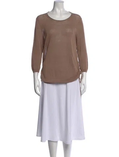 Pre-owned Peserico Linen Scoop Neck Sweater In Neutral