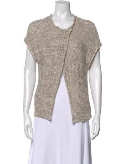 Pre-owned Peserico Linen Scoop Neck Sweater In Neutral