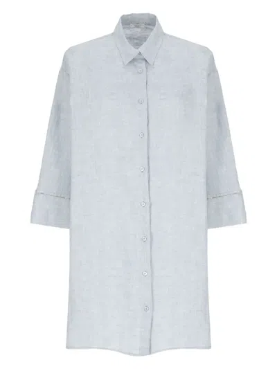 Peserico Bead-detail Linen Shirt In Green