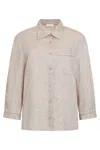 Peserico Button-up Linen Shirt In Beige