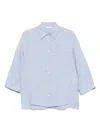 Peserico Linen Shirt 3/4 Sleeves In Blue