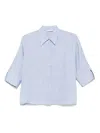 Peserico Relaxed Fit Striped Linen Shirt In Blue
