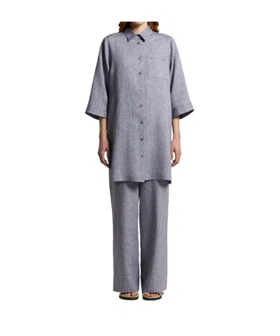 Peserico Linen Tunic Shirt In Gray
