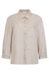 Peserico Button-up Linen Shirt In Ecru