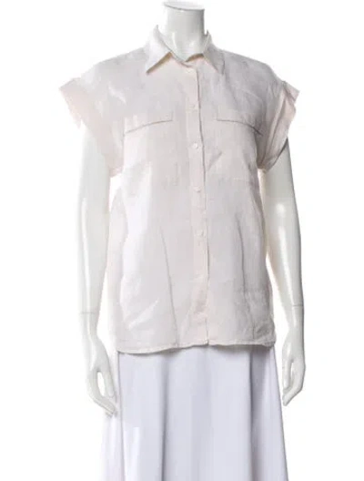 Pre-owned Peserico Linen Short Sleeve Blouse In Neutral