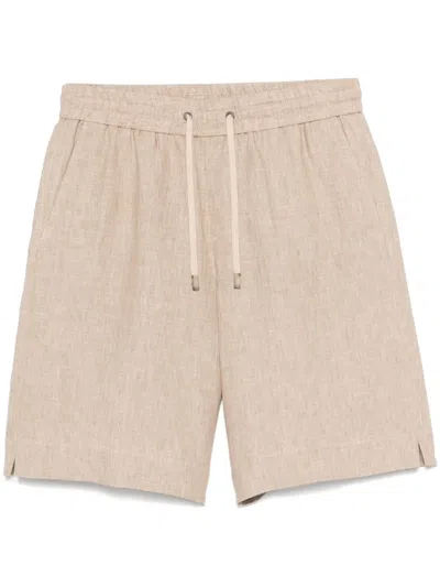 Peserico Linen Shorts In Neutrals