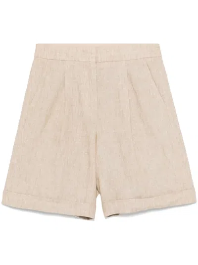 Peserico Linen Shorts In Neutrals