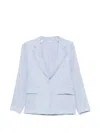 Peserico Linen Single-breasted Blazer In Blue