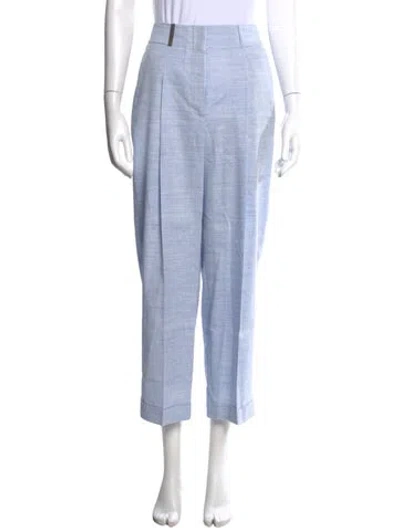 Pre-owned Peserico Linen Straight Leg Pants In Blue