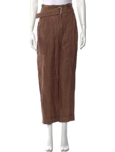 Pre-owned Peserico Linen Straight Leg Pants In Brown