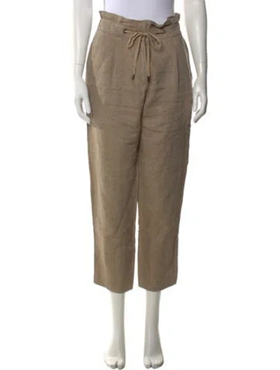 Pre-owned Peserico Linen Straight Leg Pants In Brown